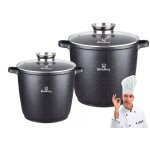 Set de 4 casseroles grandes casseroles 61 / 10l rev�tement marbr� avec couvercle