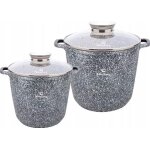 Set de 4 casserolesgrandes casseroles 61 / 10l rev�tement marbr�avec couvercle gris kb3910