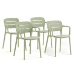 Set de 4 chaises avec accoudoirs dora en polypropylne renforc rsistantes empilables pour jardin et ...