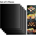 Set de 5 tapis de cuisson tapis bbq barbecue plaque feuille de cuisson four 40x33cm pour barbecue gaz ...