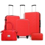 Set de 5 valises de voyage (55 / 65 / 75cm) - ultra l�gere rigide bagage cabine - pliable sac de voyage ...