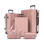Set de 5 valises de voyage valise 75cm - 66cm - 55cm + sac de voyage pliable + trousse de maquillage?rose ...