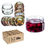 Set de 50 bocaux en verre 250ml kadax couvercles hermtiques colors