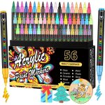Set de 56 crayons de feutre acrylique pour la peinture de roches cramique pierre verre bois mtal marqueur ...