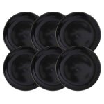 Set de 6 assiettes  dessert noires en cramique avec liser dor (20 cm) - ebene