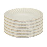 Set de 6 assiettes plates beiges en c�ramique (�27cm) - shelly