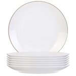 Set de 6 assiettes plates blanches en porcelaine avec liser dor (265 cm) - aura