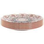 Set de 6 assiettes plates en porcelaine orange mandala (�26cm) - mandala