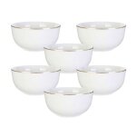 Set de 6 bols blancs en porcelaine avec liser� dor� (50cl) - aura