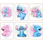 Set de 6 posters muraux stitch affiche chambre filleimpression dart d�coration anniversaire stitch d�co ...