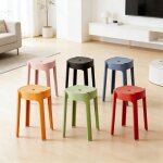Set de 6 tabourets empilables en plastique durable pour usage interieur exterieur resistant aux intemperies ...