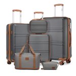 Kono set de 6 valises (24 / 51. 5 / 65 / 75cm) avec serrure tsa + vanity case + pliable sac de voyage ...