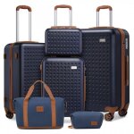Kono set de 6 valises de voyage (31 / 55 / 67 / 76cm)  4 roulettes et serrure tsa avec vanity case et ...