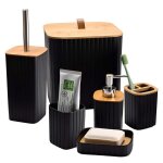 Set d?accessoires de salle de bain 6 pi�ces poubelle distributeur de savon noir