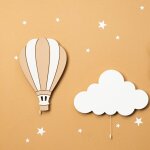 Set ballon et nuage ? veilleuses murales led en bois peint � la main ? d�coration chambre b�b�