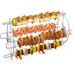 Set de brochettes rotatives en acier inoxydable pour tournebroche barbecue avec 4 double pique anti - ...