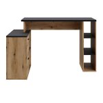 Bureau dangle en mlamine coloris imitation chne artisan / noir mat - longueur 183 x profondeur 141 ...