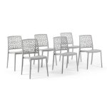 Set de chaises alina en polypropyl�ne renforc� empilables r�sistantes - id�ales jardin et int�rieur(6 ...