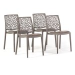 Set de chaises anna soft en polypropyl�ne renforc� avec coussin d?assise empilables usage int�rieur (4 ...