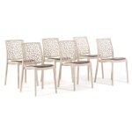 Set de chaises - anna soft - empilables - polypropyl�ne - coussin dassise - cr�me (lot de 6)