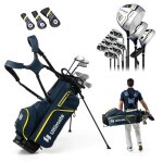 Set de clubs de golf pour hommecostway - sac de golf portable avec trpied - driver - bois - hybride ...