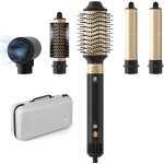 Set coiffure 5 - en - 1 air styler - 110 000 rpm - boucleur & lisseur - or noir - technologie ionique ...