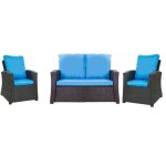 Coussins pour salon de jardin - bleu - 4 personnes - rsine tresse - lavable en machine - confort optimal ...