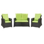 Coussins pour salon de jardin - citron - 4 personnes - r�sine tress�e - lavable en machine - rectangulaire ...