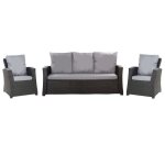 Coussins pour salon de jardin - gris - 5 personnes - tissu polyester - lavable en machine - cousus � ...