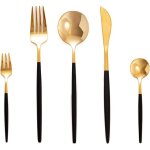 Set de couverts noir et or - suteo - 30 pi�ces - service 6 personnes - acier inoxydable - noir or