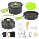 Set de cuisine de camping 16 pi�ces ? casserole po�le bouilloire ustensilespour randonn�e pique - nique ...
