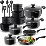 Set de cuisine - tectake - lments en acier inoxydable et grs maill pour 6 personnes avec vaisselle ...