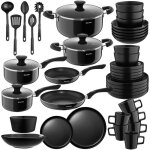 Set de cuisine - tectake - Éléments en acier inoxydable et grès émaillé pour 6 personnes avec vaisselle ... Set de cuisine - tectake - Éléments en acier inoxydable et grès émaillé pour 6 personnes avec vaisselle ...