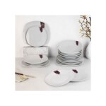 Set dassiettes � manger 18 pcs leonardo collection blanc - bordeaux