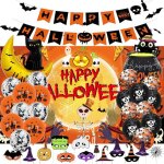 Set de décoration halloween - 48pcs - banderole et ballons - couleur orange - ambiance festive Set de décoration halloween - 48pcs - banderole et ballons - couleur orange - ambiance festive
