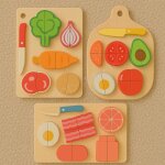 Set de fruits et lgumes  dcouper en bois jouet ducatif montessori pour cuisine et dinette enfants ...