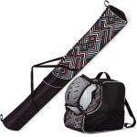 Set premium housse de ski dperlante + sac  chaussures et  casque pour 1 paire zig zag pastel