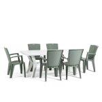 Set de jardin - samuel - table d?extrieur - 1 table et 6 chaises - rsine - blanc / vert sauge