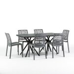 Set de jardin avec table oliver et de 6 chaises anna en r�sine id�ales pour des d�ners en ext�rieur (anthracit ...