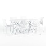 Set de jardin - oliver - table rectangulaire - 6 chaises anna - r�sine - ext�rieur - blanc