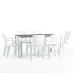 Set de jardin avec table thomas et 6 chaises anita en r�sine structure en fer et plateau en poly�thyl�ne ...