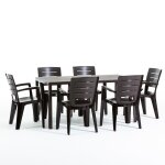 Set de jardin avec table thomas et 6 chaises anita en r�sine structure en fer et plateau en poly�thyl�ne ...
