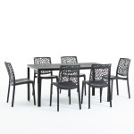 Set de jardin avec table thomas et 6 chaises anna structure en fer chaises en r�sine (anthracite / anthracite) ...