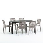 Set de jardin avec table thomas et 6 chaises anna structure en fer chaises en r�sine (anthracite / gris ...
