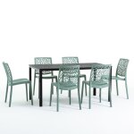 Set de jardin avec table thomas et 6 chaises anna structure en fer chaises en r�sine (anthracite / vert ...
