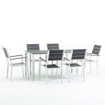 Ensemble de jardin - thomas - table rectangulaire - 6 chaises adele - m�tal - poly�thyl�ne