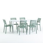 Set de jardin - table thomas en acier et plateau poly�thyl�ne + 6 chaises flora en r�sine avec fibre ...