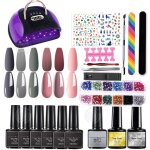 Set manucure - pedicure gel nail polish kit 24pcs avec lampe uv / 9 vernis gel / autocollants de no�l ...