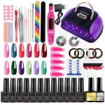 Set manucure - pedicure gel nail polish kit 48pcs avec lampe uv / 14vernis gel / base coat et top coat ...