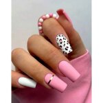 Set manucure pr�ts � poser 24 capsules + 5 accessoires mat rose l�opard lh originails